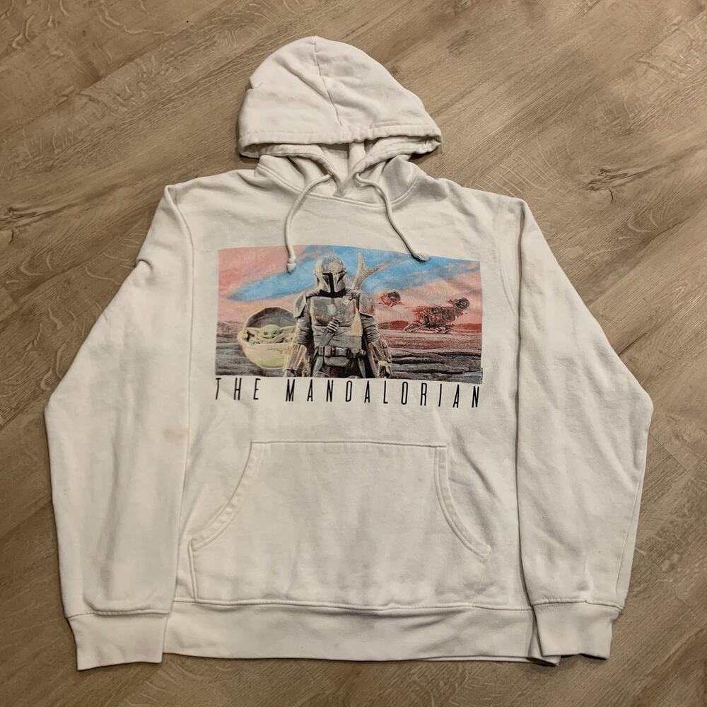 Star Wars Fifth Sun The Mandalorian Graphic Hoodie Men's Large L Pullover Grogu